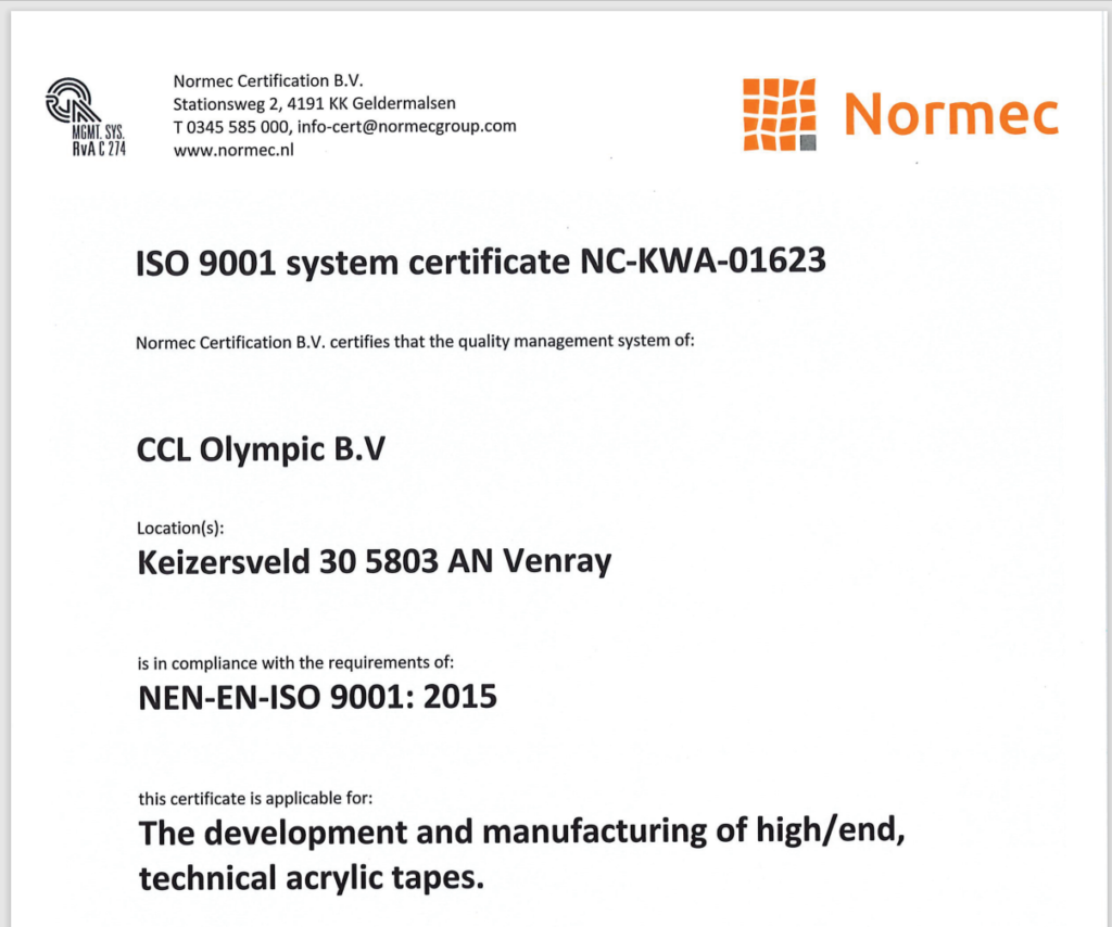 ISO 9001 Certificate